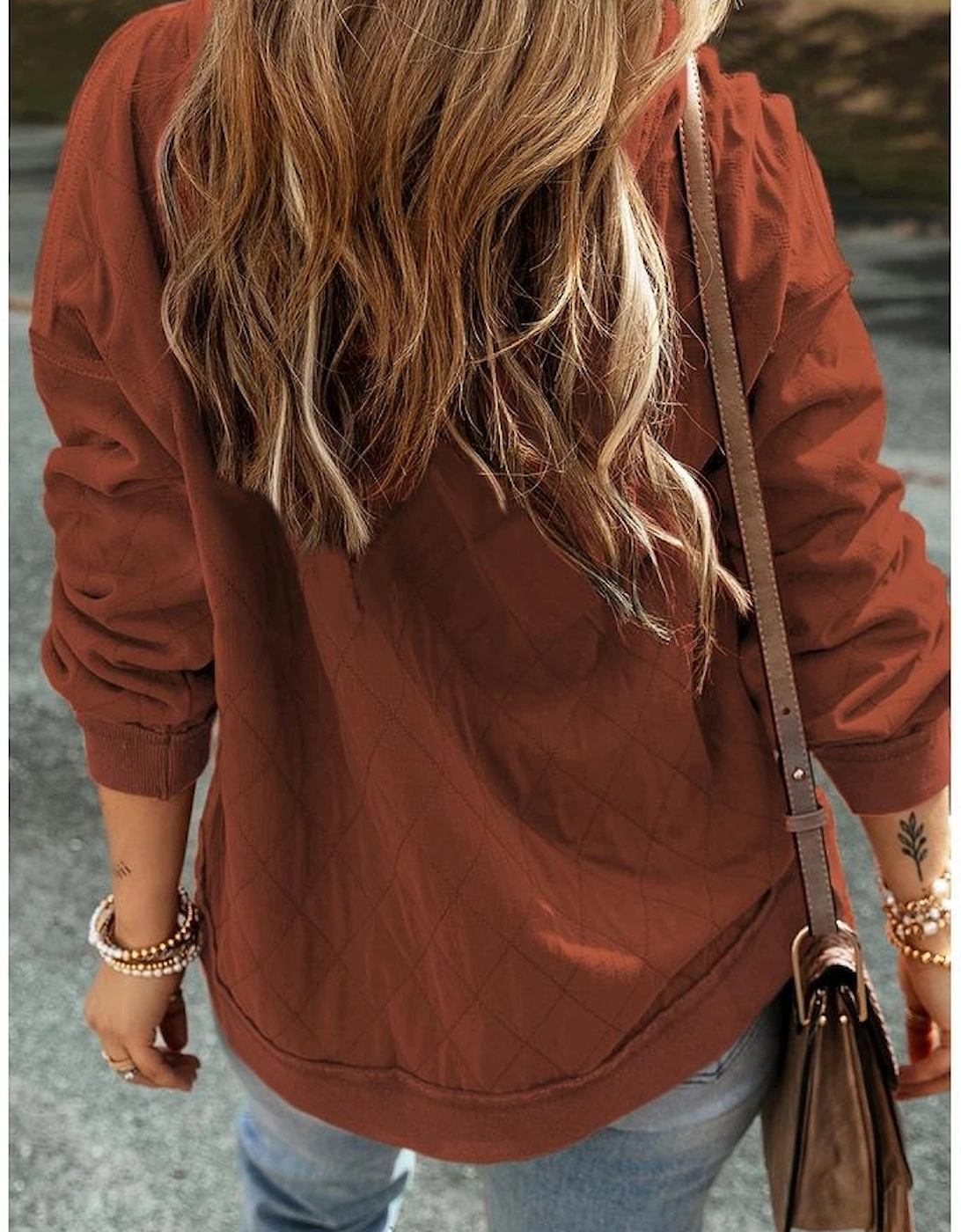 Chestnut Quilted Patchwork Exposed Seam Hoodie, 3 of 2