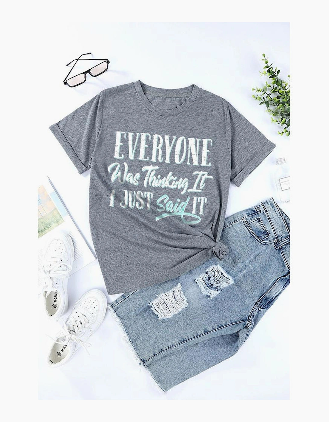 Gray EVERYONE Was Thinking It Graphic Tee