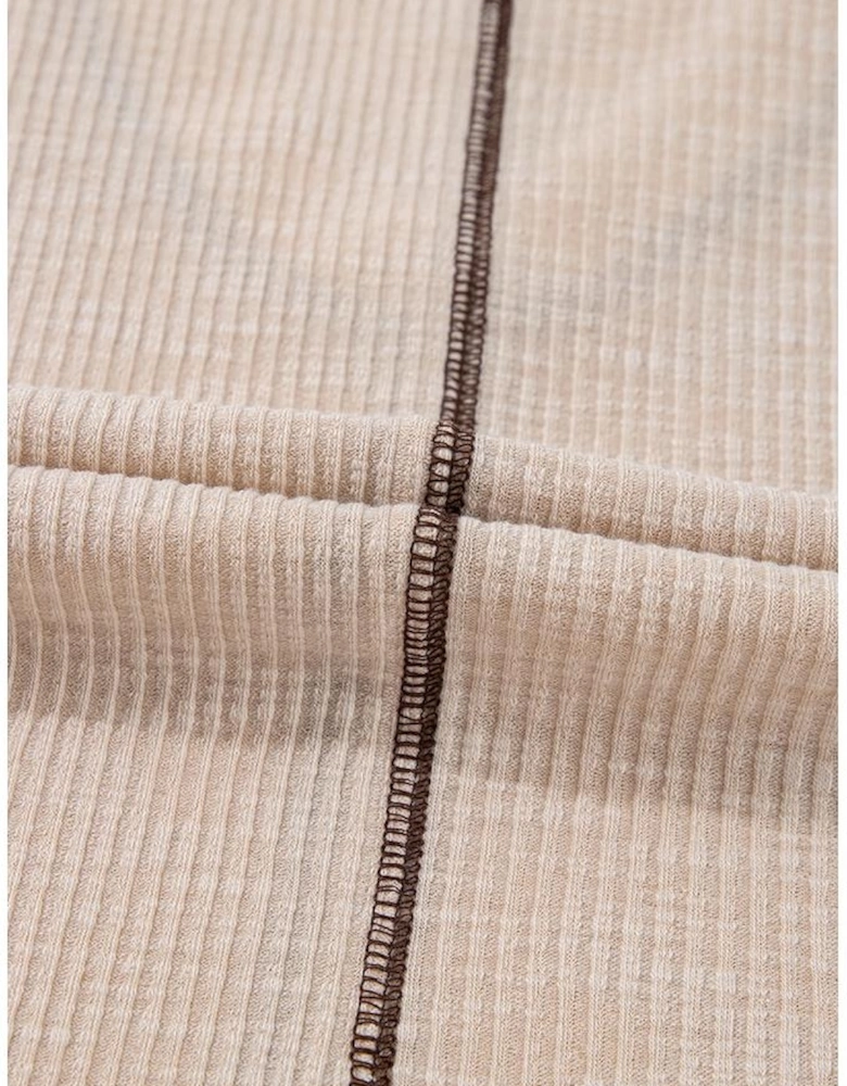 Parchment Crochet Detail Exposed Seam High Low Loose Top