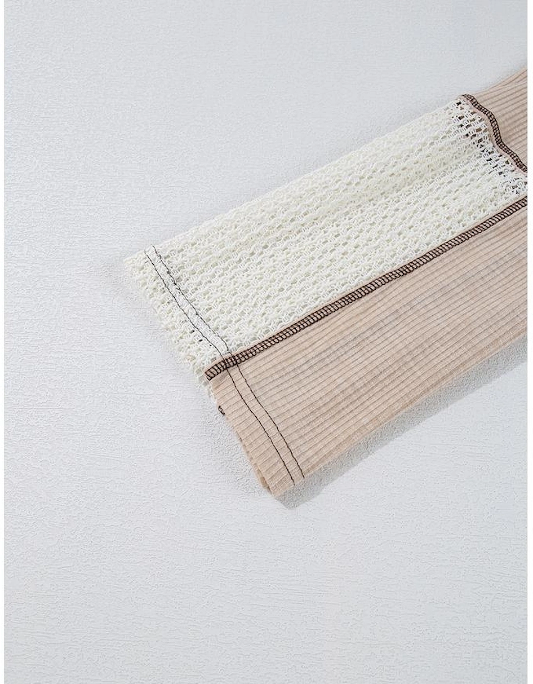 Parchment Crochet Detail Exposed Seam High Low Loose Top