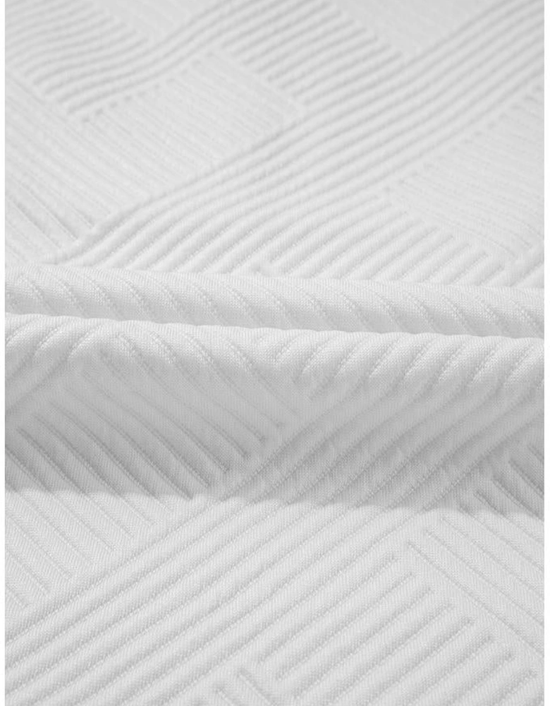 White Textured Half Zip Tank Top Drawstring Shorts Set