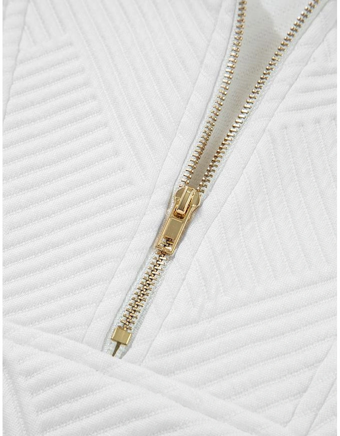 White Textured Half Zip Tank Top Drawstring Shorts Set