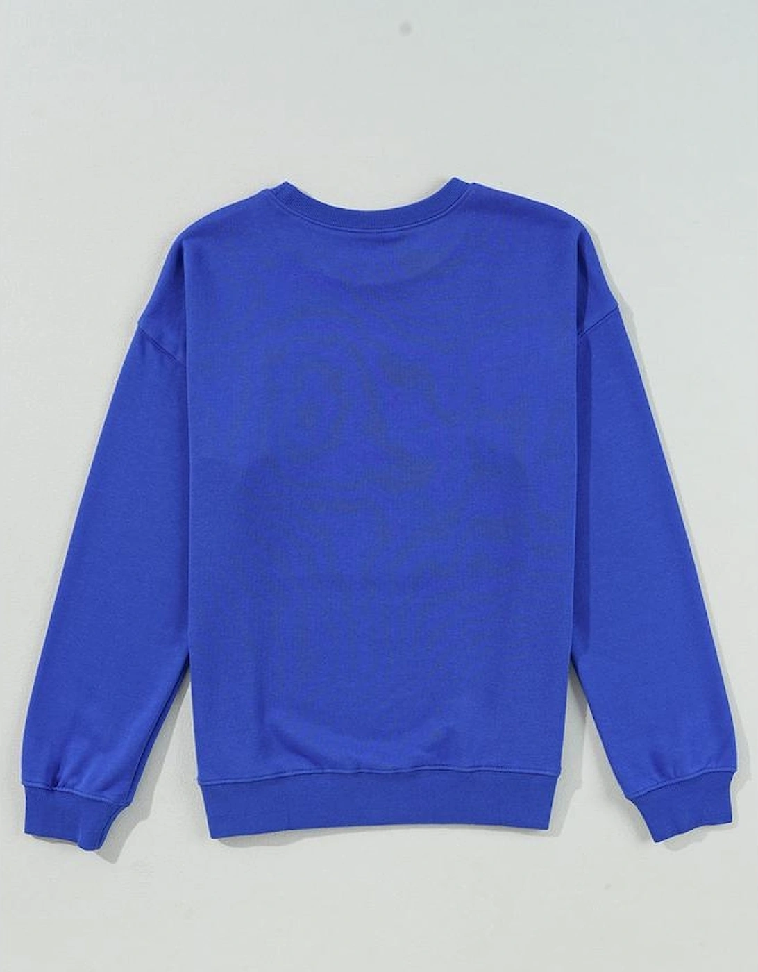 Dark Blue Game Day Crew Neck Graphic Pullover Sweatshirt