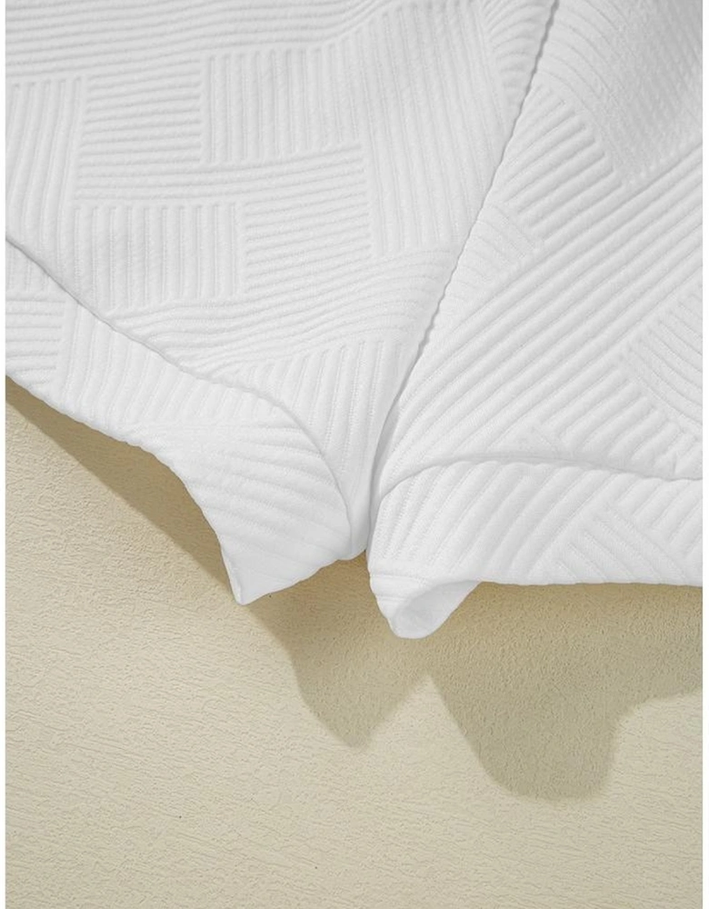 White Textured Half Zip Tank Top Drawstring Shorts Set