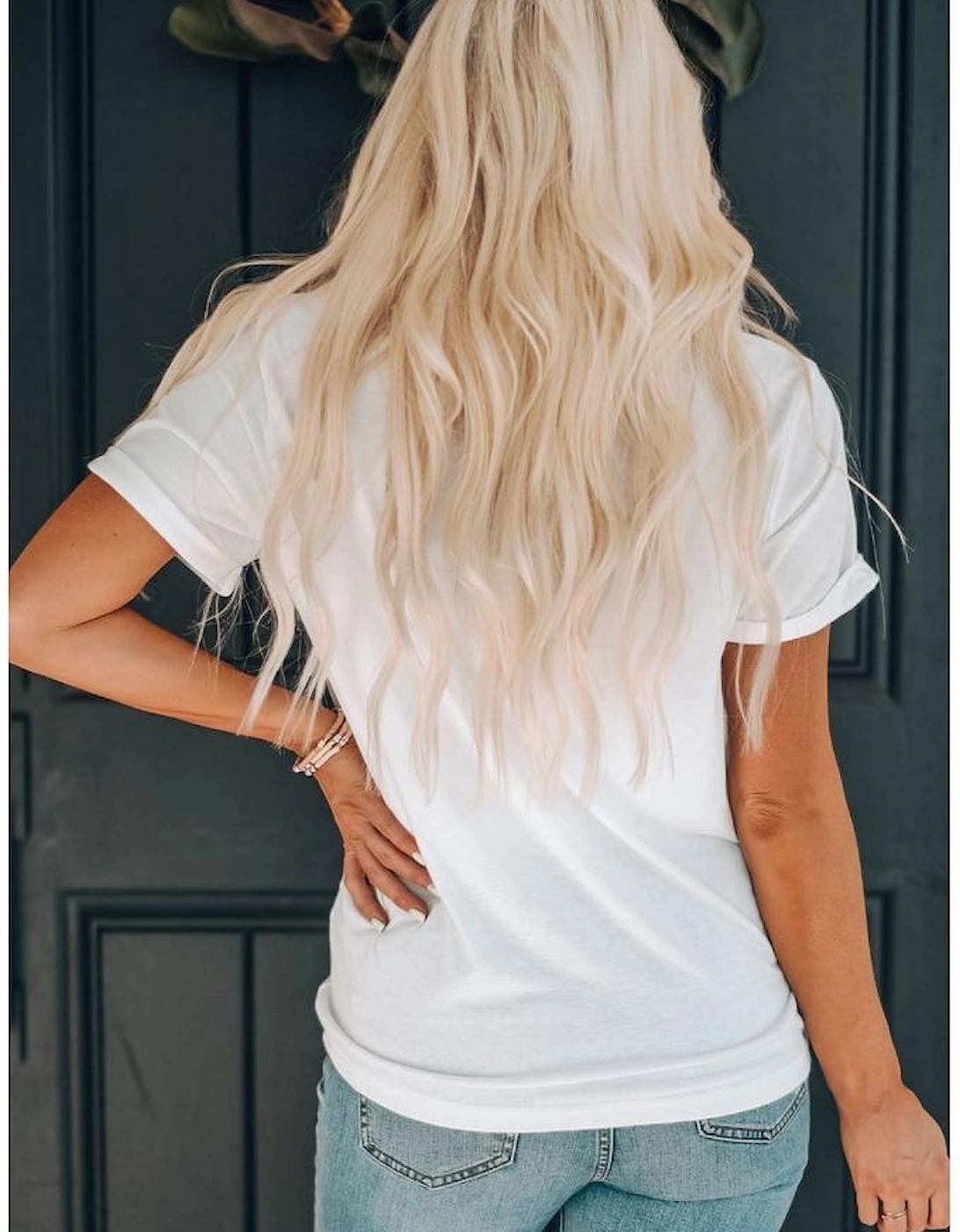 White Pumpkin Rugby Graphic Print Short Sleeve Top