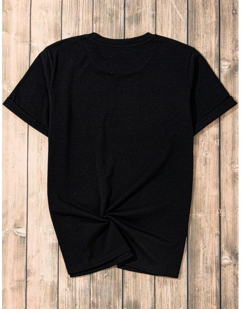 Black So Very Thankful Heart Printed Crewneck Thanksgiving T Shirt