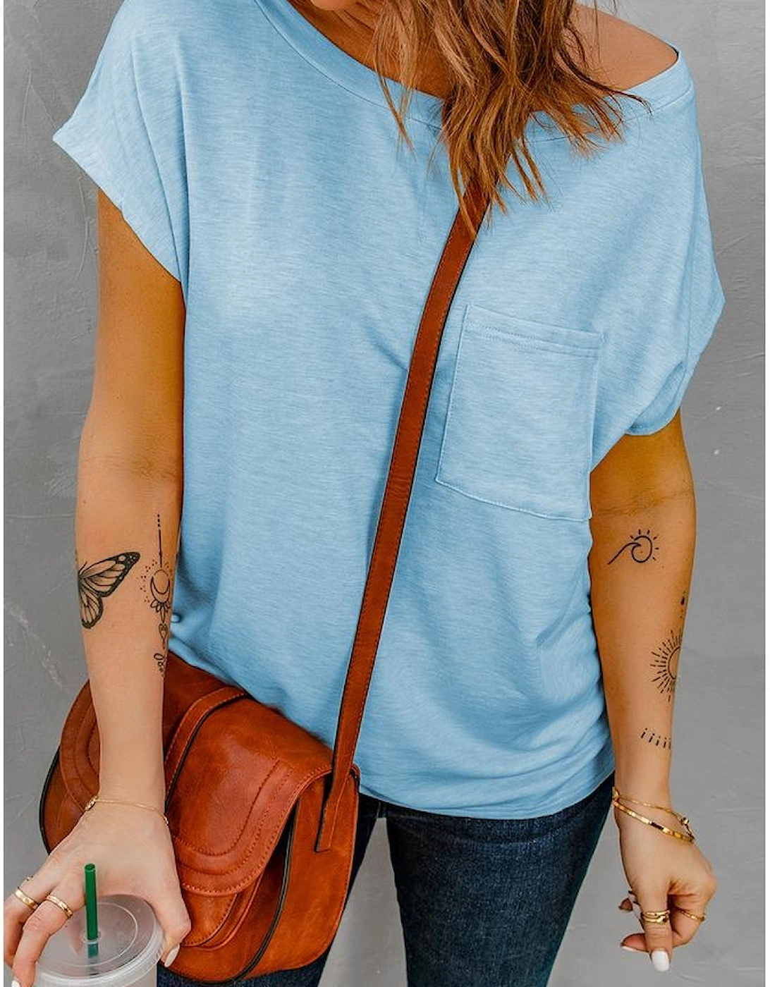 Knit Pocketed Tee with Side Slits