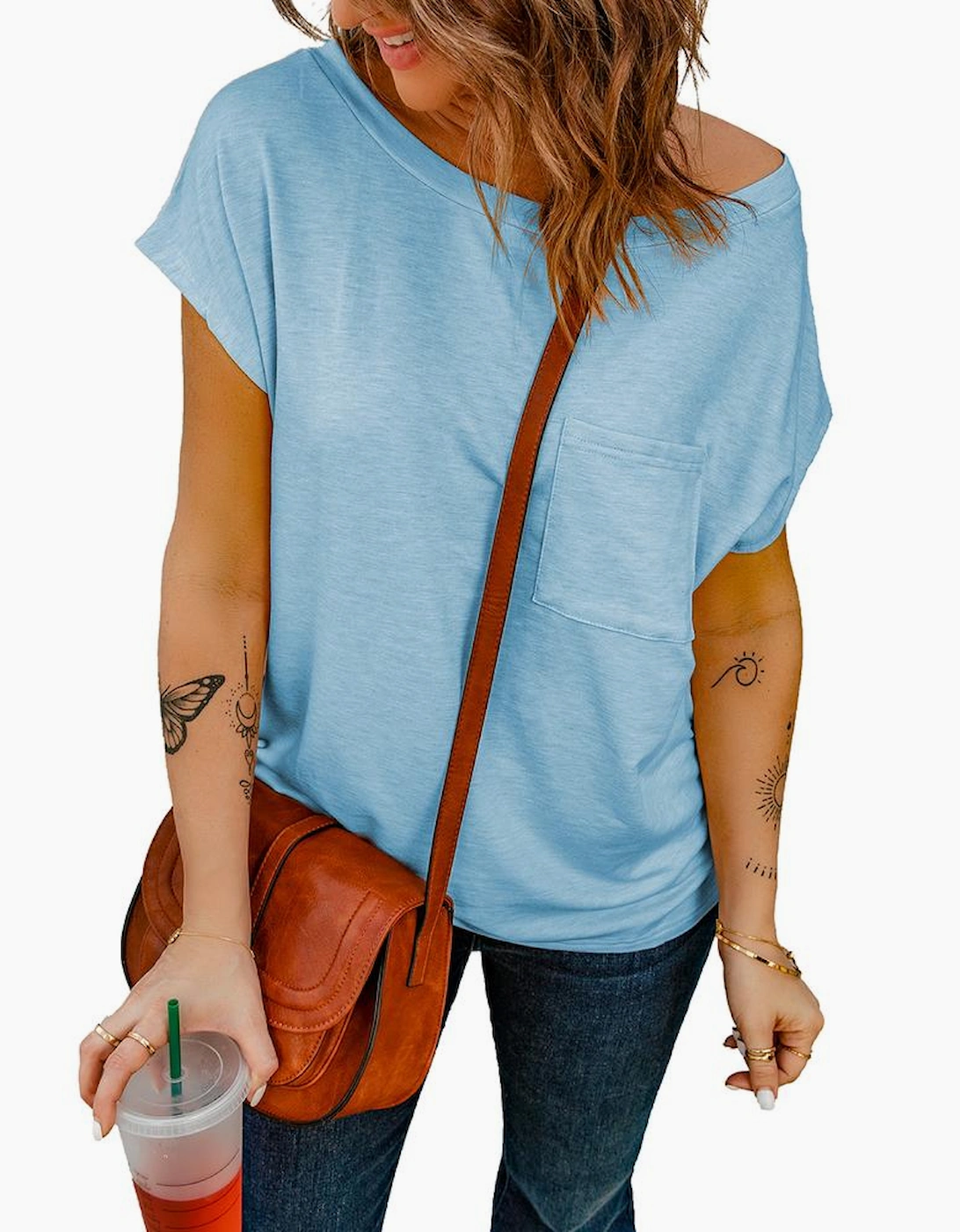 Knit Pocketed Tee with Side Slits