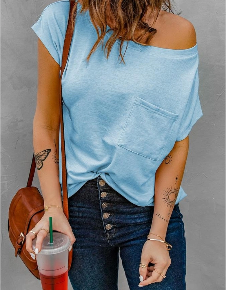 Knit Pocketed Tee with Side Slits