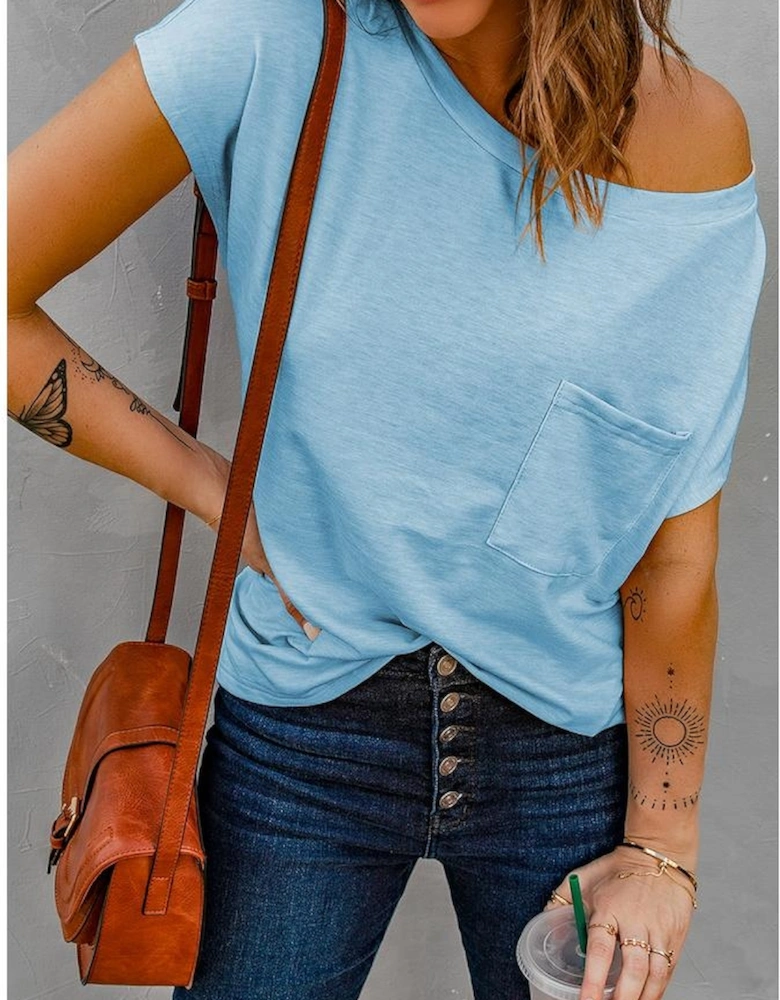 Knit Pocketed Tee with Side Slits