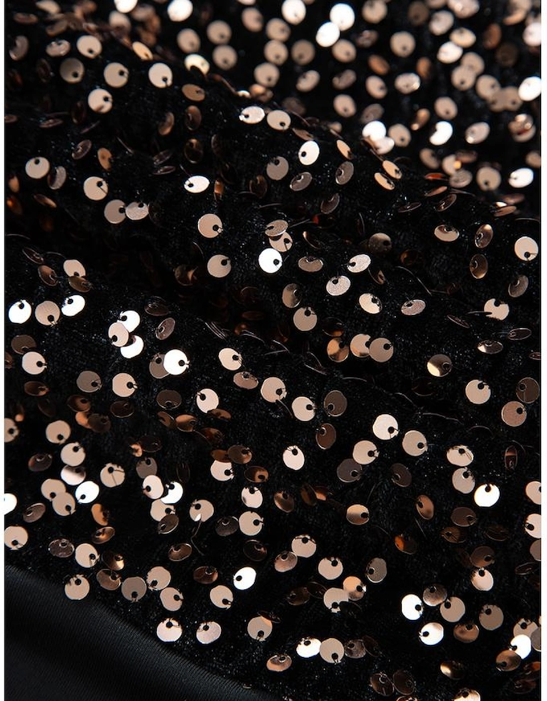 Black Deep V Back Sequin Puff Sleeve Bodysuit