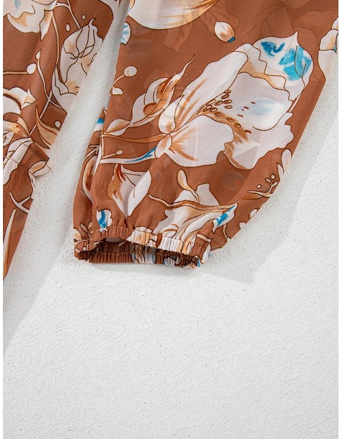 Brown Floral Print Shirred Square Neck High Waist Maxi Dress, 14 of 13