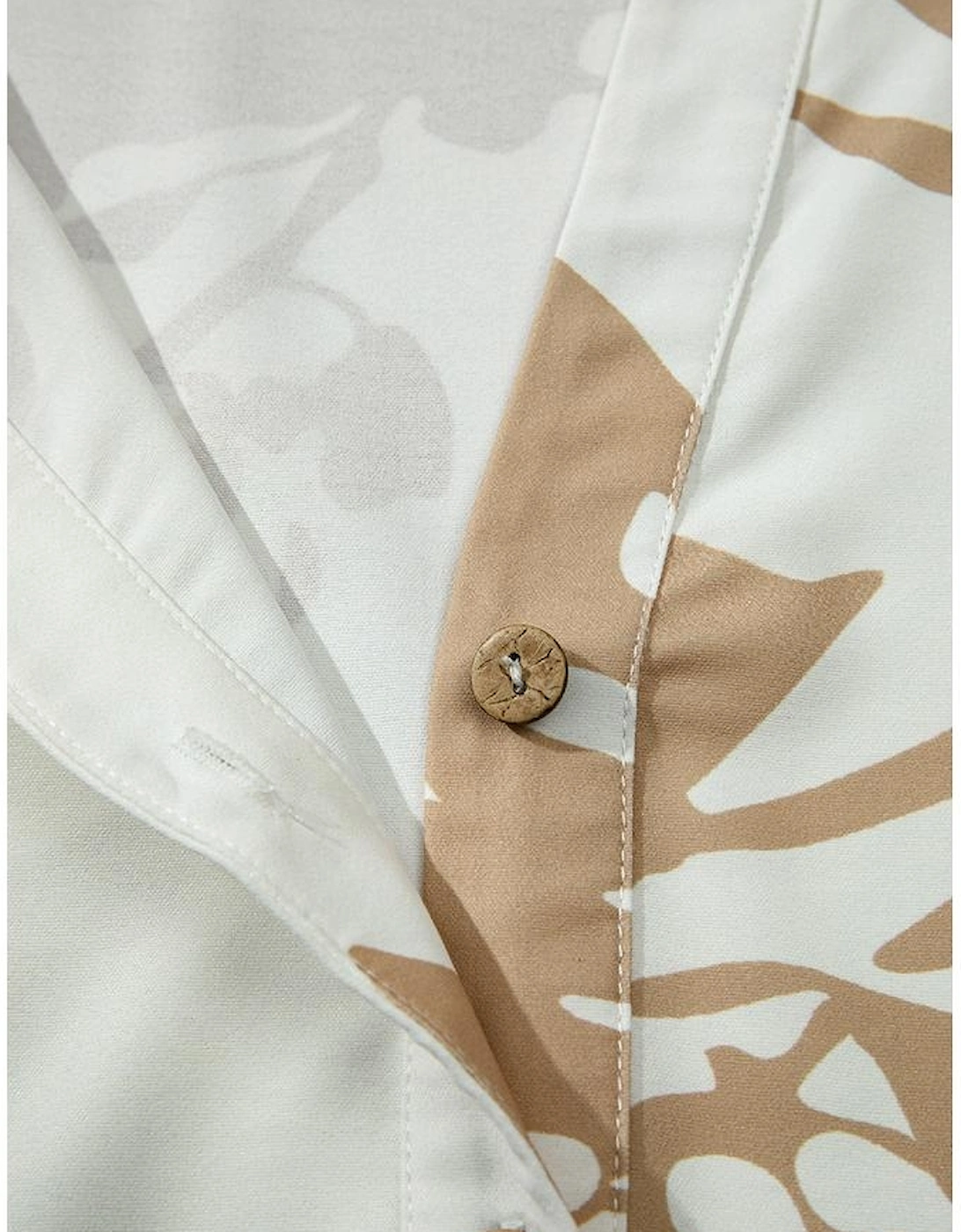 Khaki Patterned Ruffled Sleeve Half Placket Tiered A-line Plus Size Long Dress