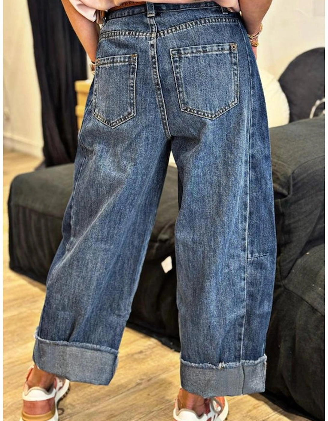 Ashleigh Blue Stitched Raw Hem Wide Leg Loose Jeans, 4 of 3