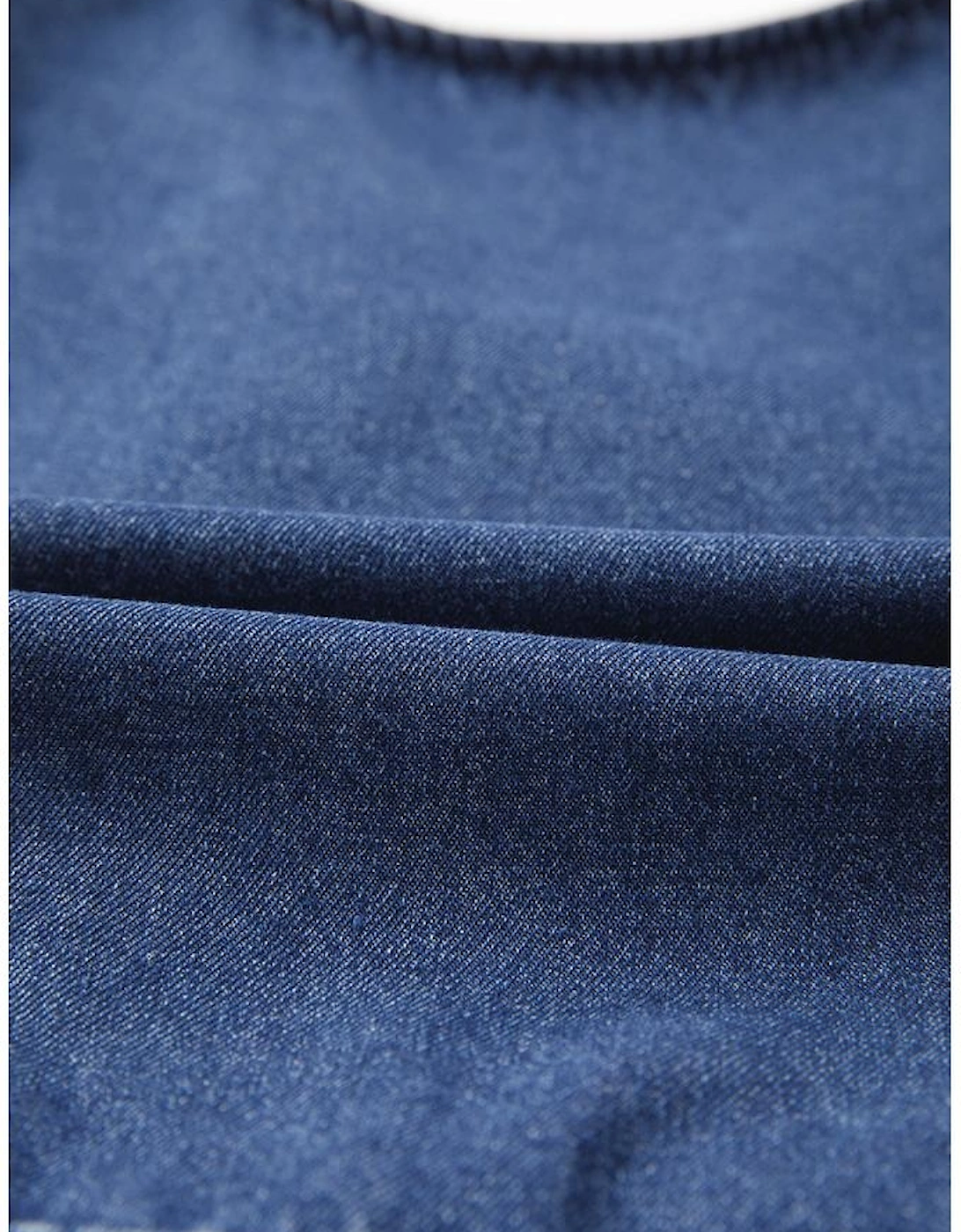 Sail Blue Denim Ruffled Zipped Front Belted Romper