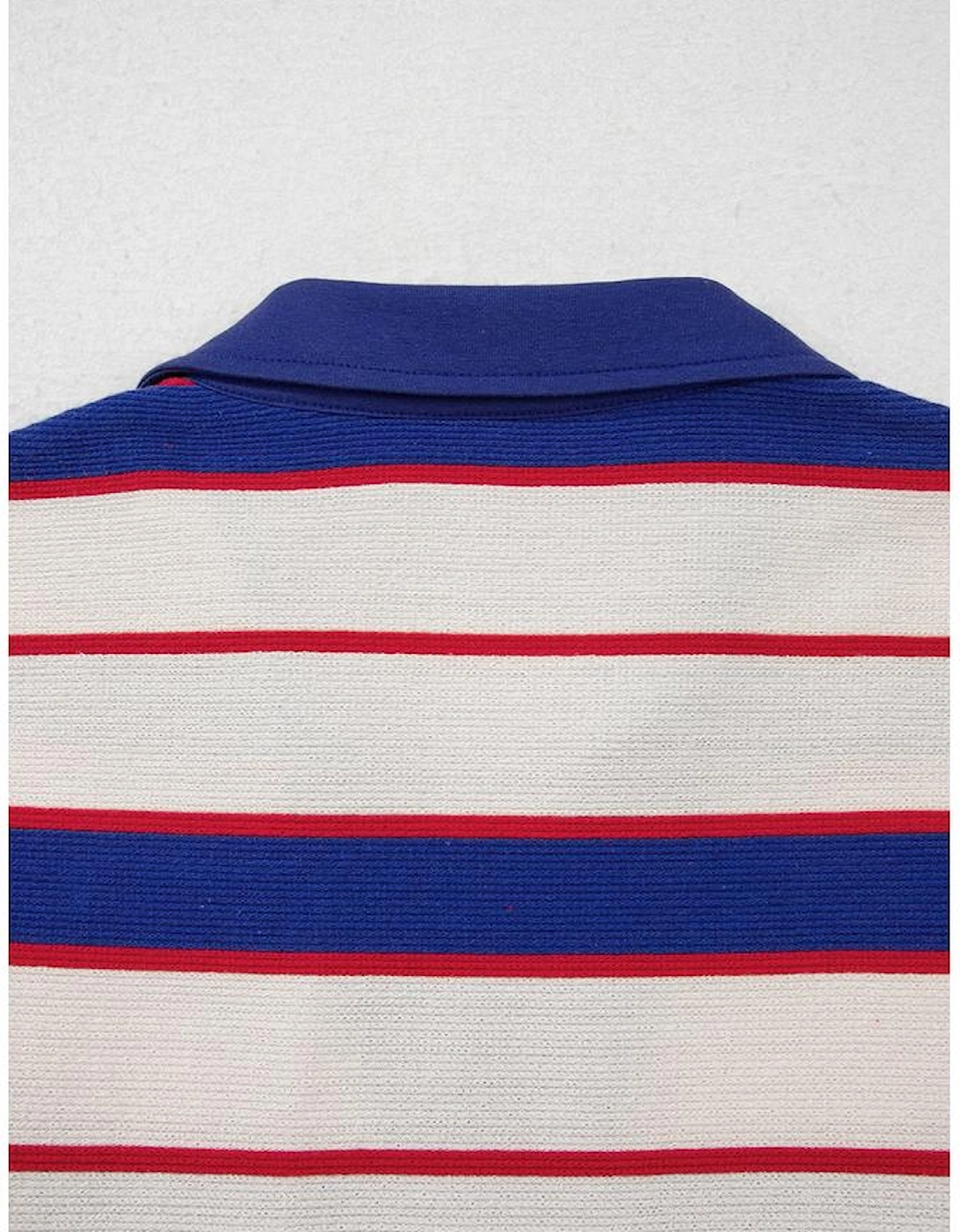 Blue Stripe Color Block Polo Pullover Sweatshirt