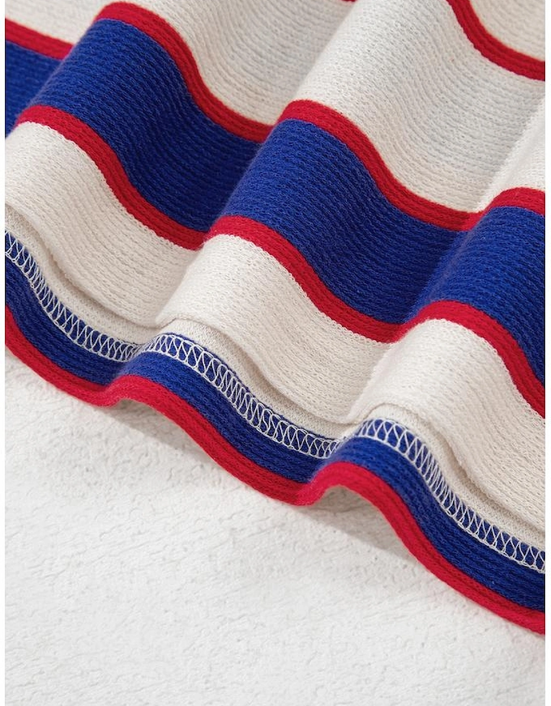 Blue Stripe Color Block Polo Pullover Sweatshirt