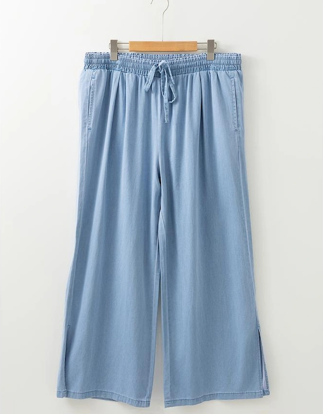 Beau Blue Casual Wide Slit Leg High Waist Loose Plus Size Jeans