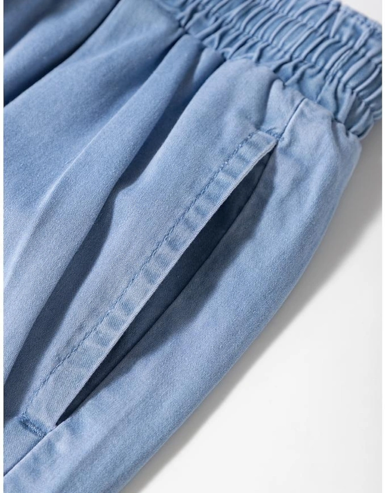 Beau Blue Casual Wide Slit Leg High Waist Loose Plus Size Jeans