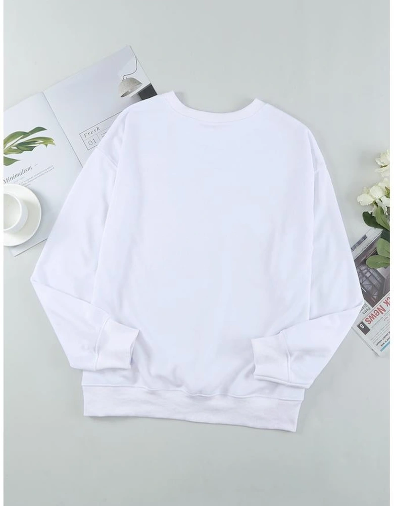 White Plain Crew Neck Pullover Sweatshirt