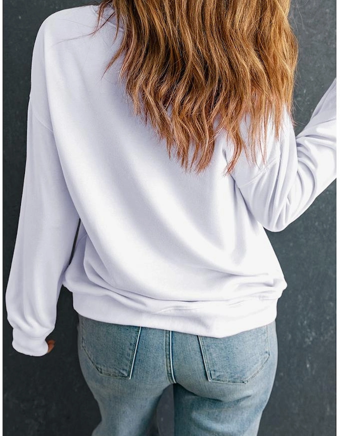 White Plain Crew Neck Pullover Sweatshirt