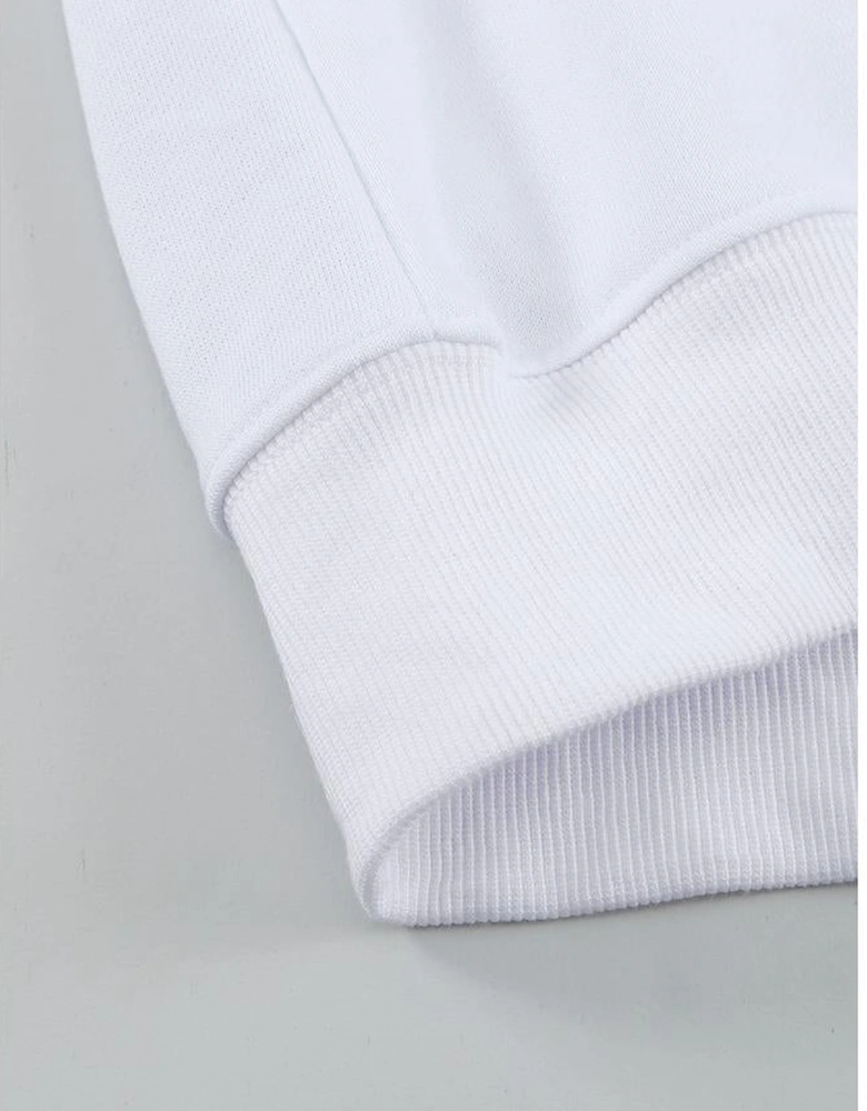 White Plain Crew Neck Pullover Sweatshirt