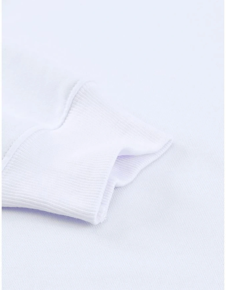 White Plain Crew Neck Pullover Sweatshirt