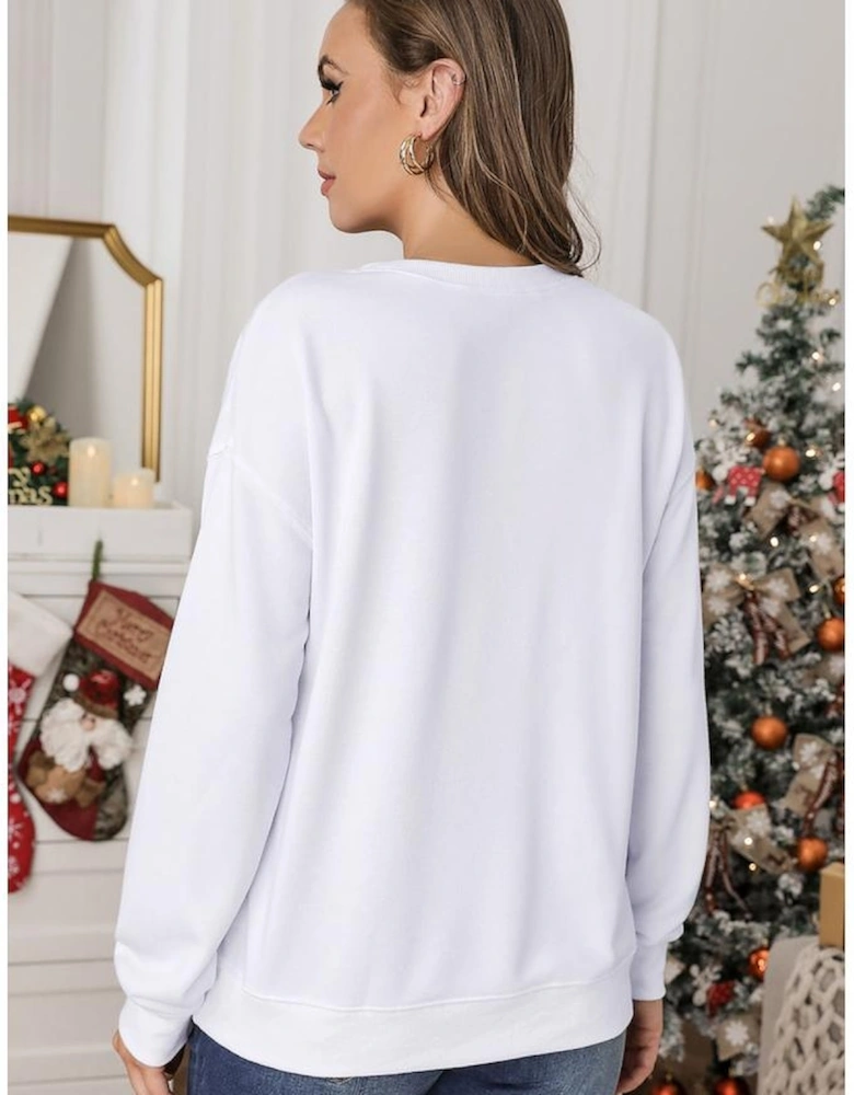 White Plain Crew Neck Pullover Sweatshirt