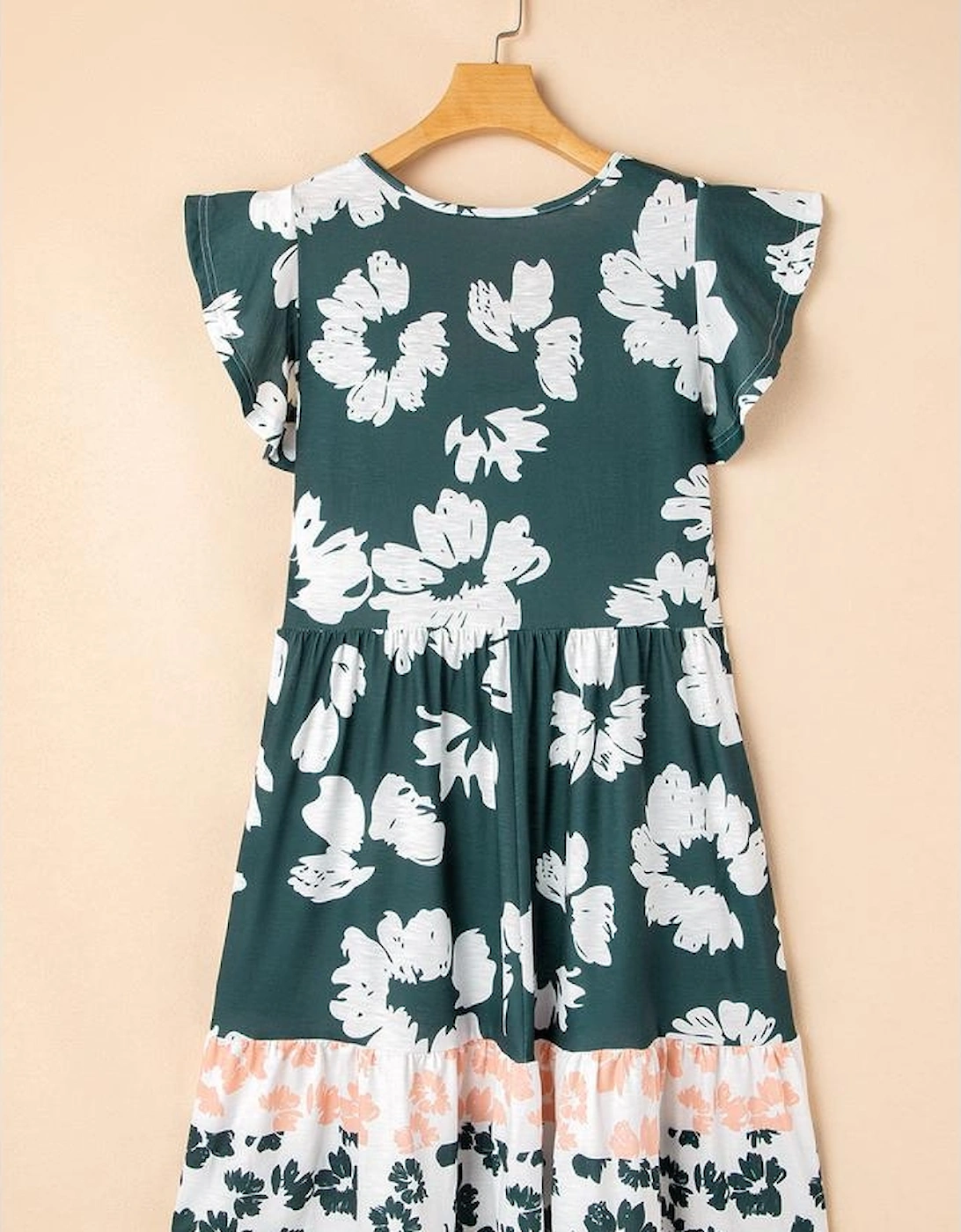Floral Print Ruffle Sleeve Empire Waist Mini Dress