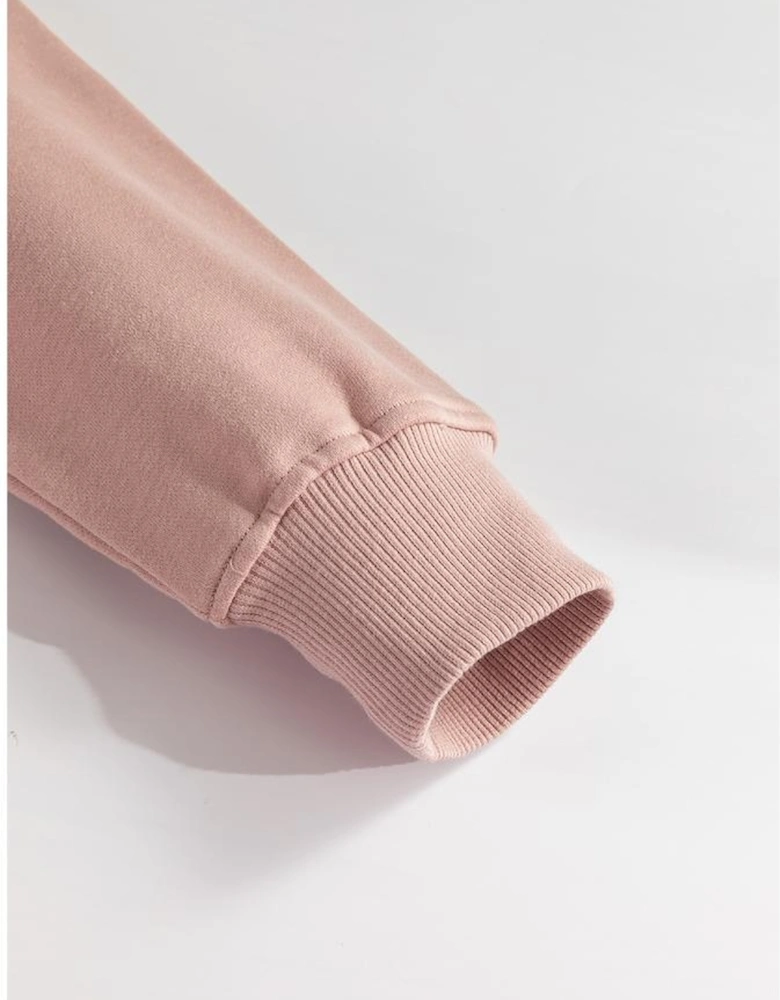 Smoke Gray Zipped Neck Pullover Drop Shoulder Sweatshirt