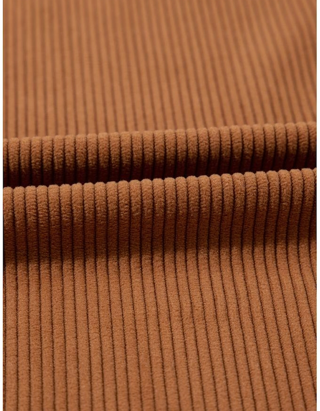 Cinnamon Corduroy Flap Pocket Button Up Round Hem Shacket