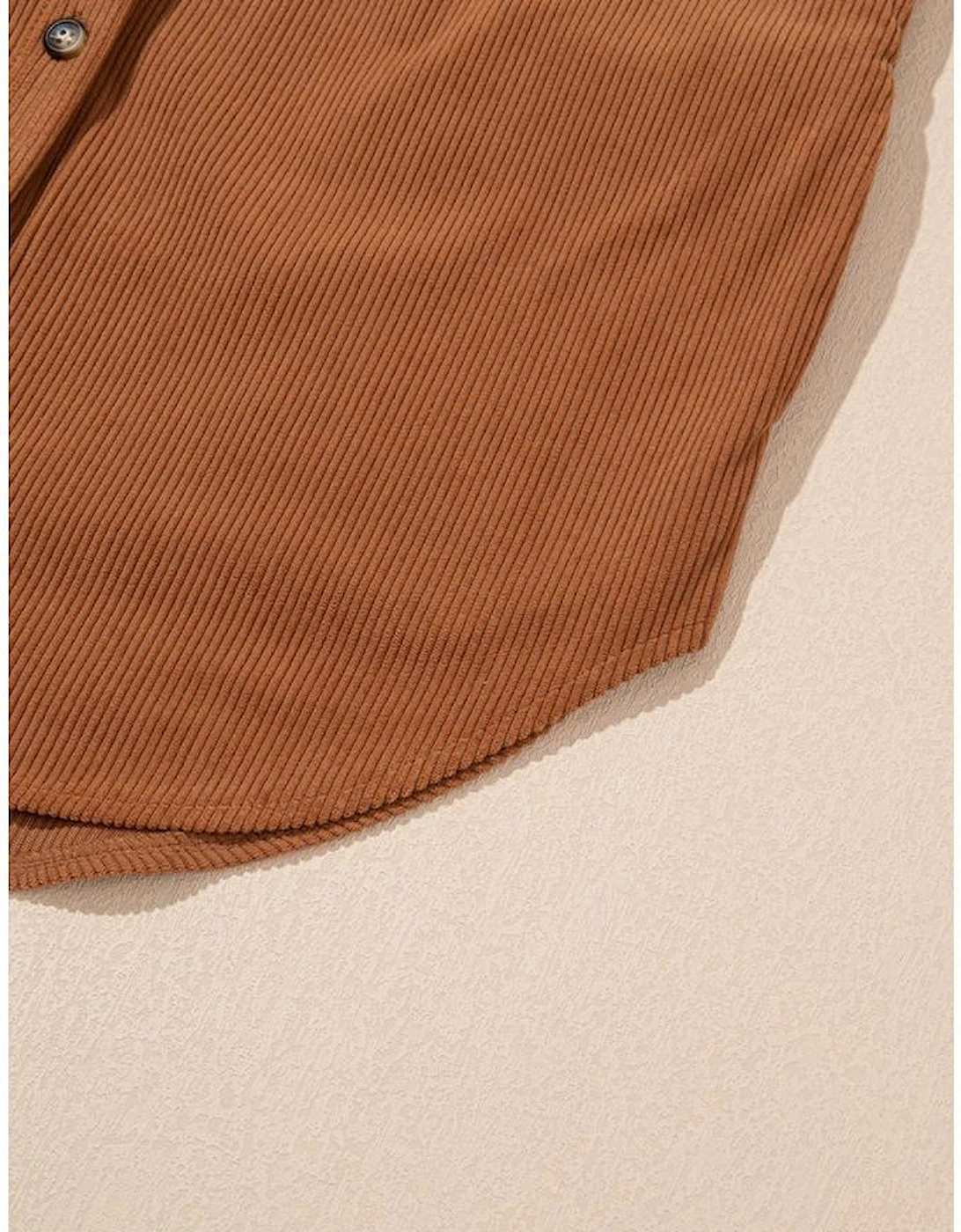 Cinnamon Corduroy Flap Pocket Button Up Round Hem Shacket