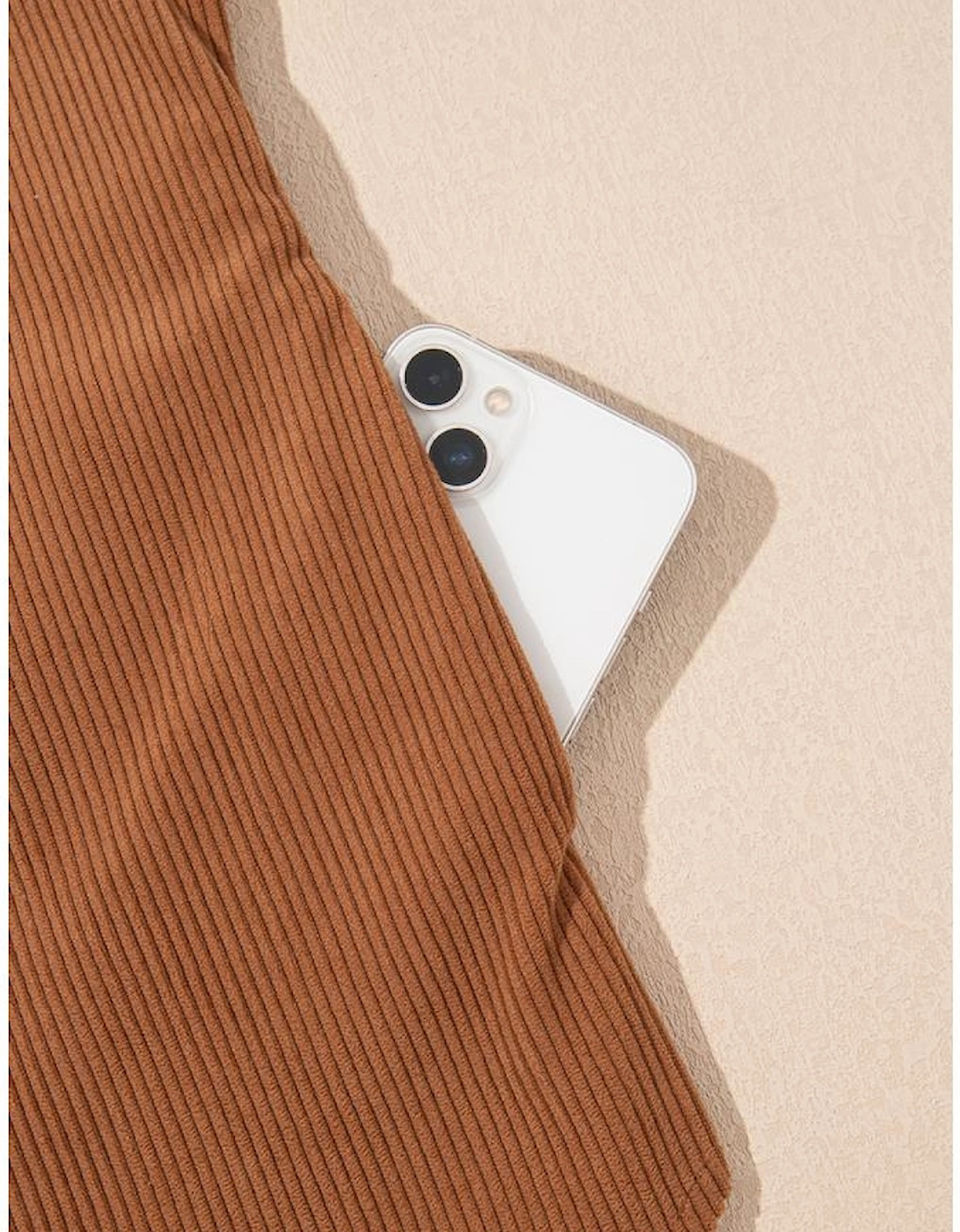 Cinnamon Corduroy Flap Pocket Button Up Round Hem Shacket