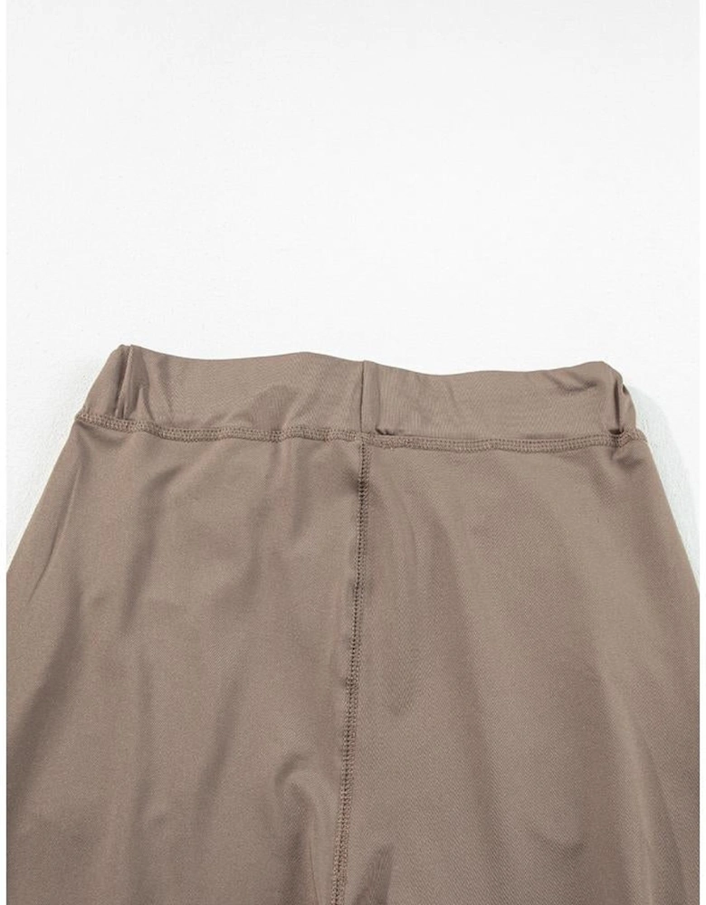 Dark Brown Drawstring Waist Pocketed Joggers