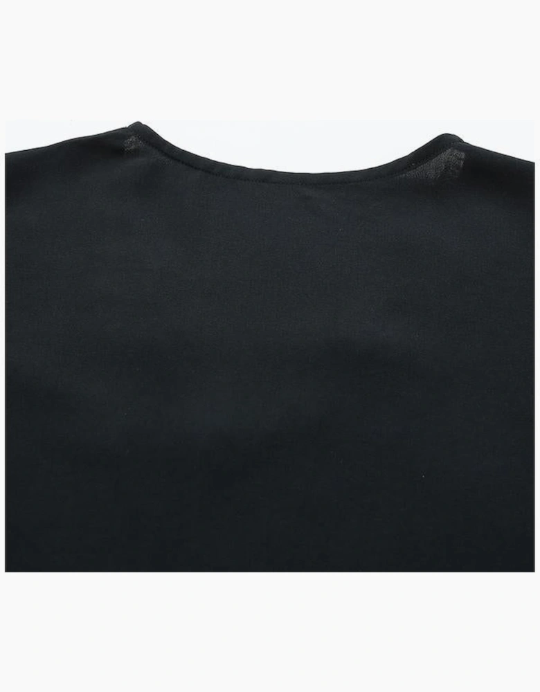 Black Lace Trim V Neck Short Sleeve Blouse