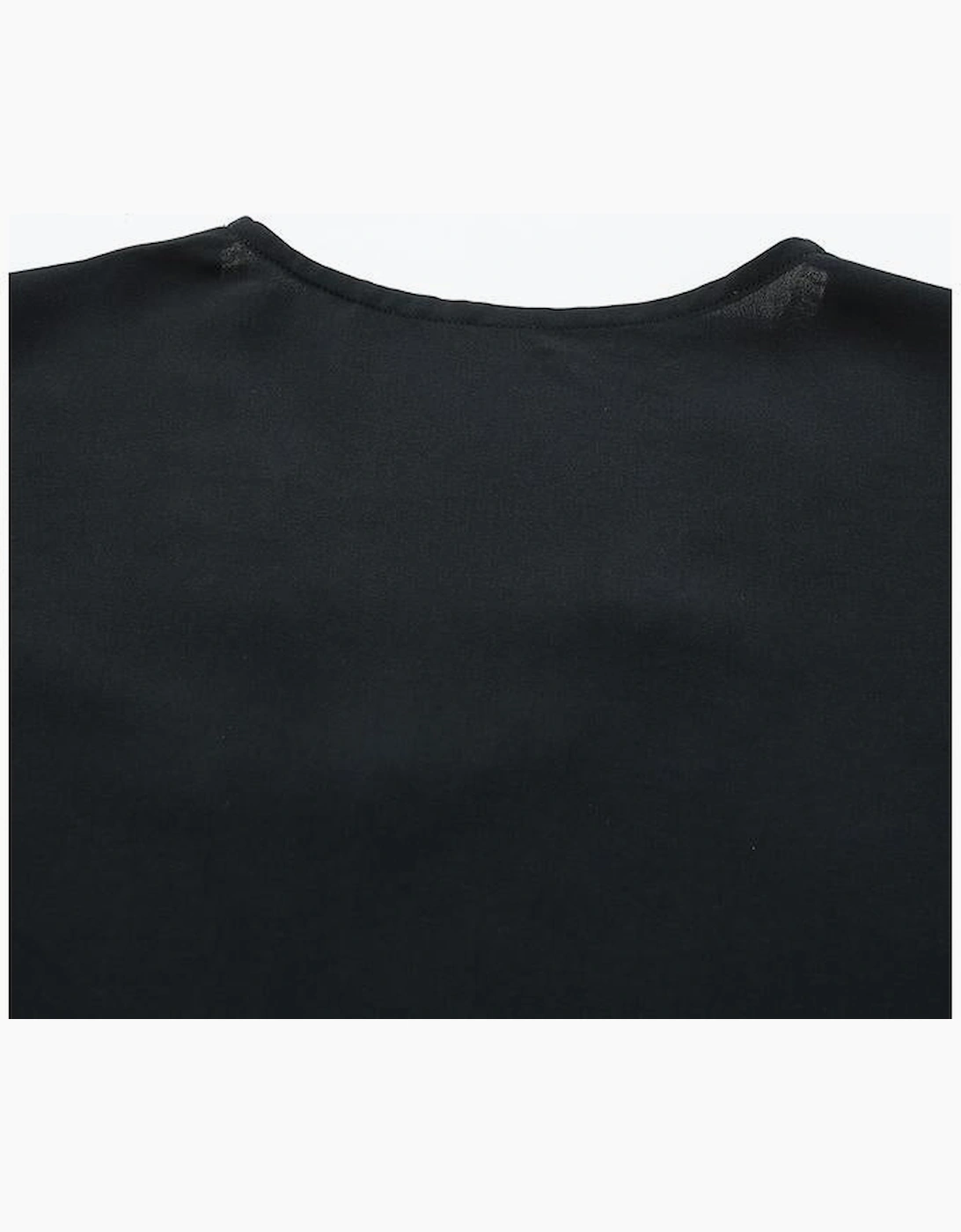 Black Lace Trim V Neck Short Sleeve Blouse