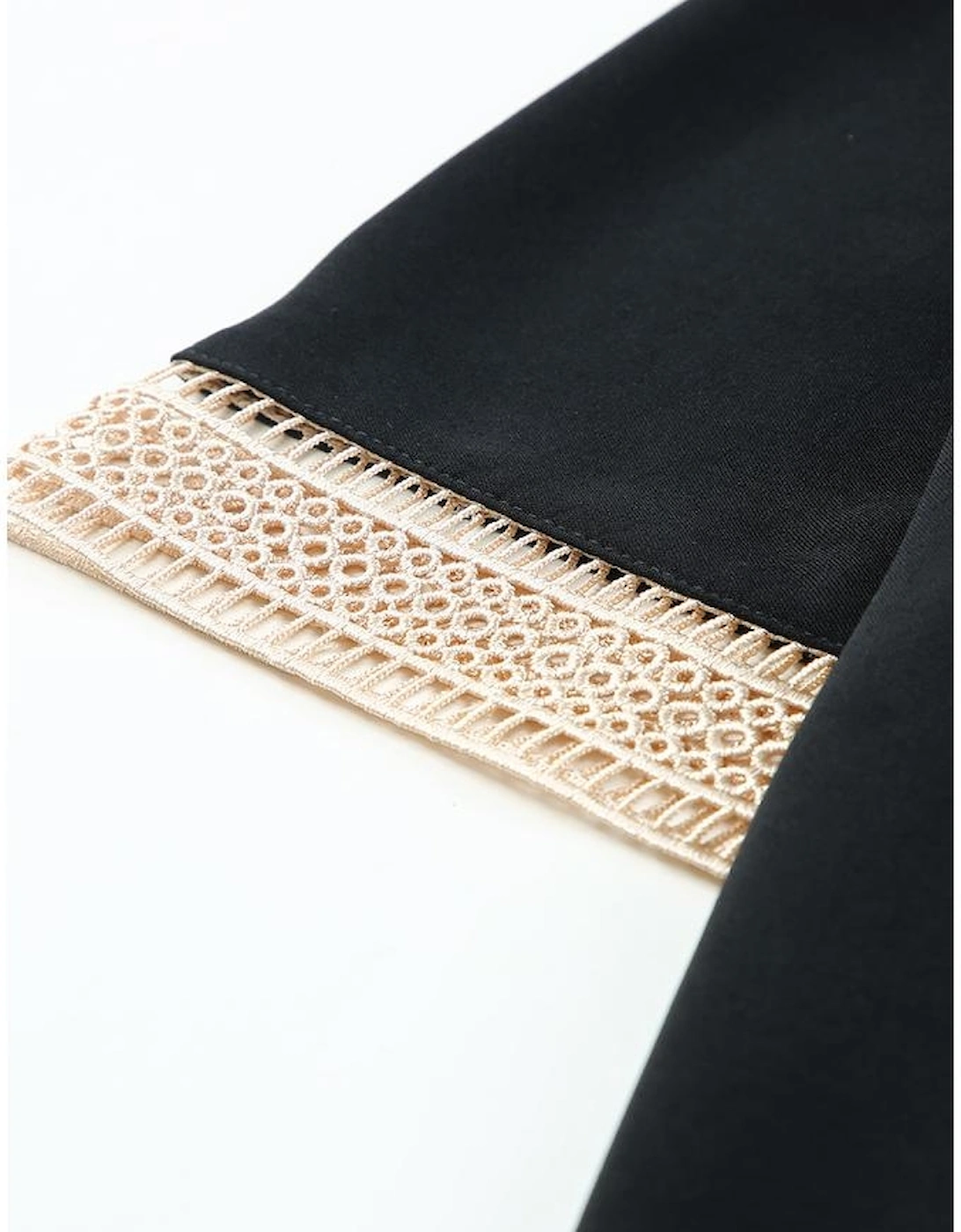 Black Lace Trim V Neck Short Sleeve Blouse