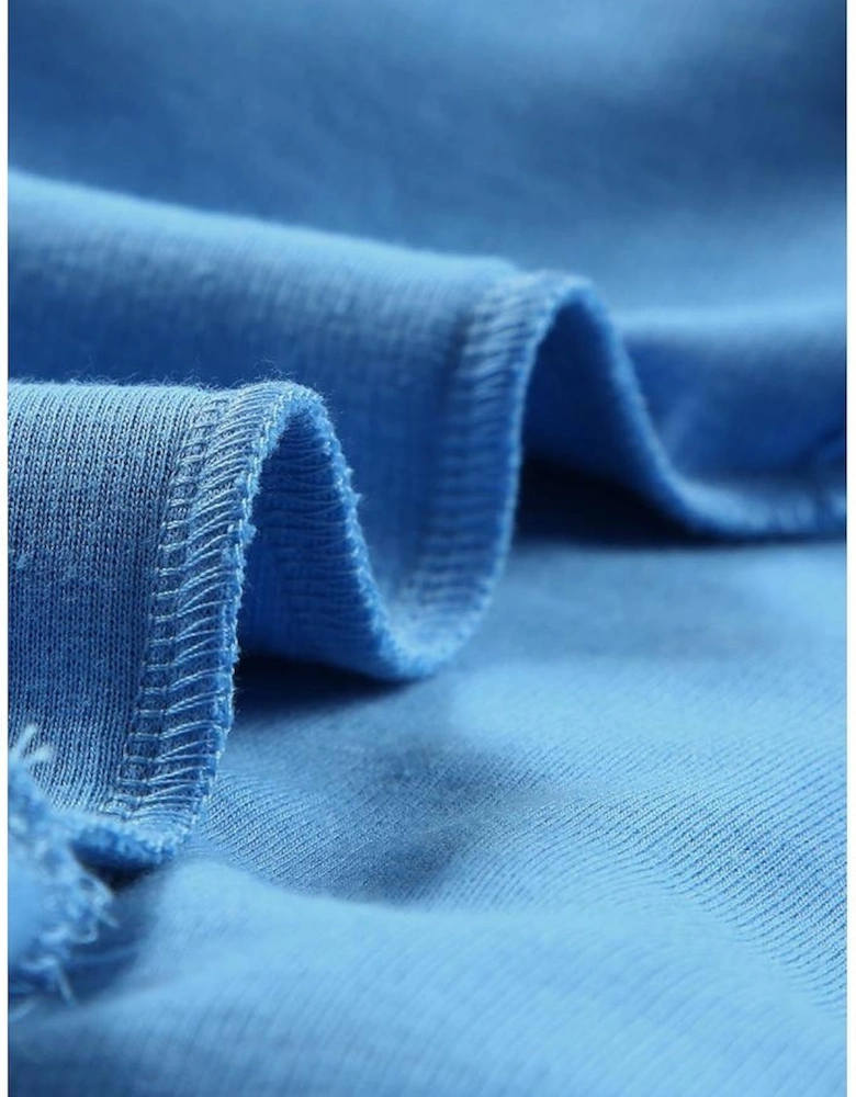 Sky Blue Casual Button Solid Patchwork Trim Hoodie