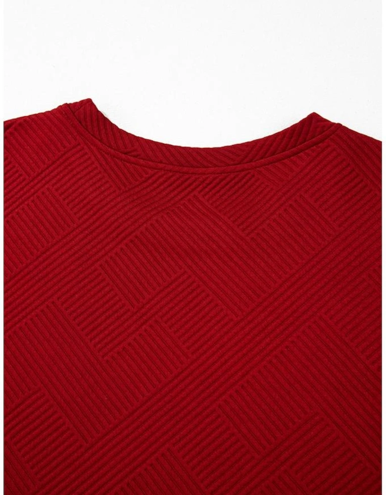 Red Dahlia Textured Loose Fit T Shirt and Drawstring Pants Set