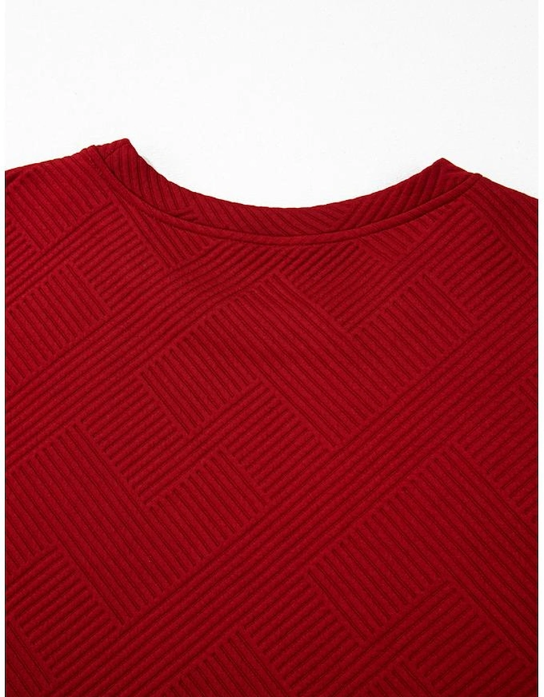 Red Dahlia Textured Loose Fit T Shirt and Drawstring Pants Set