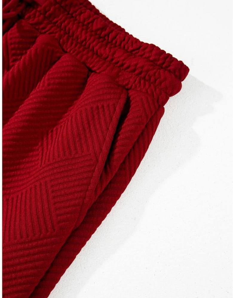 Red Dahlia Textured Loose Fit T Shirt and Drawstring Pants Set