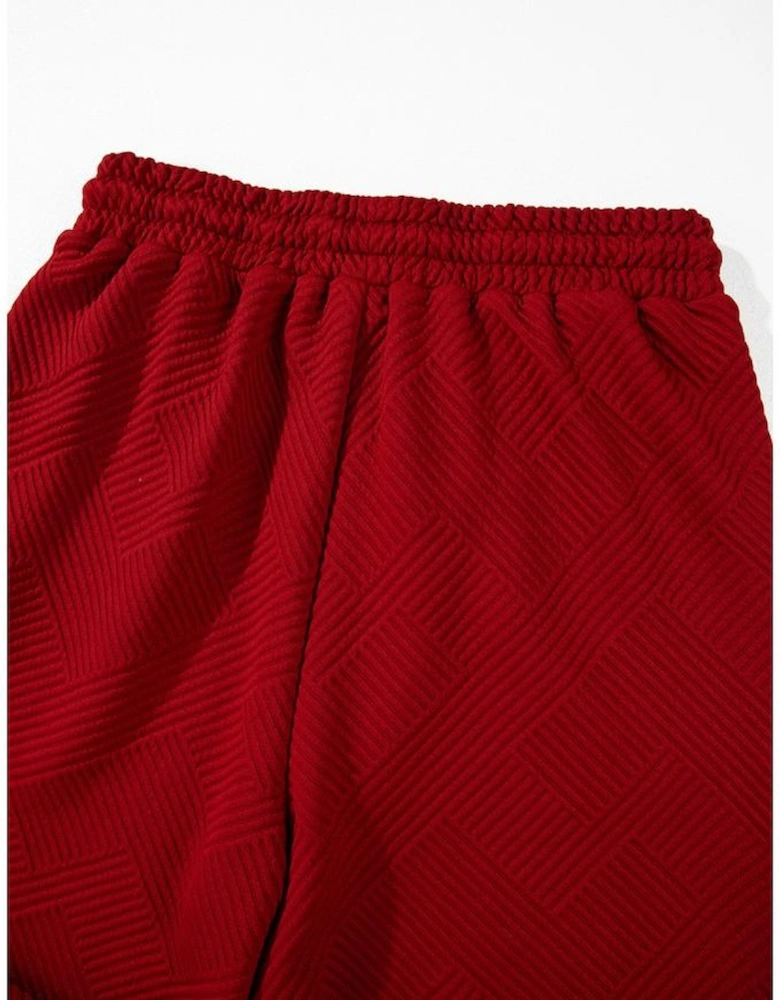 Red Dahlia Textured Loose Fit T Shirt and Drawstring Pants Set