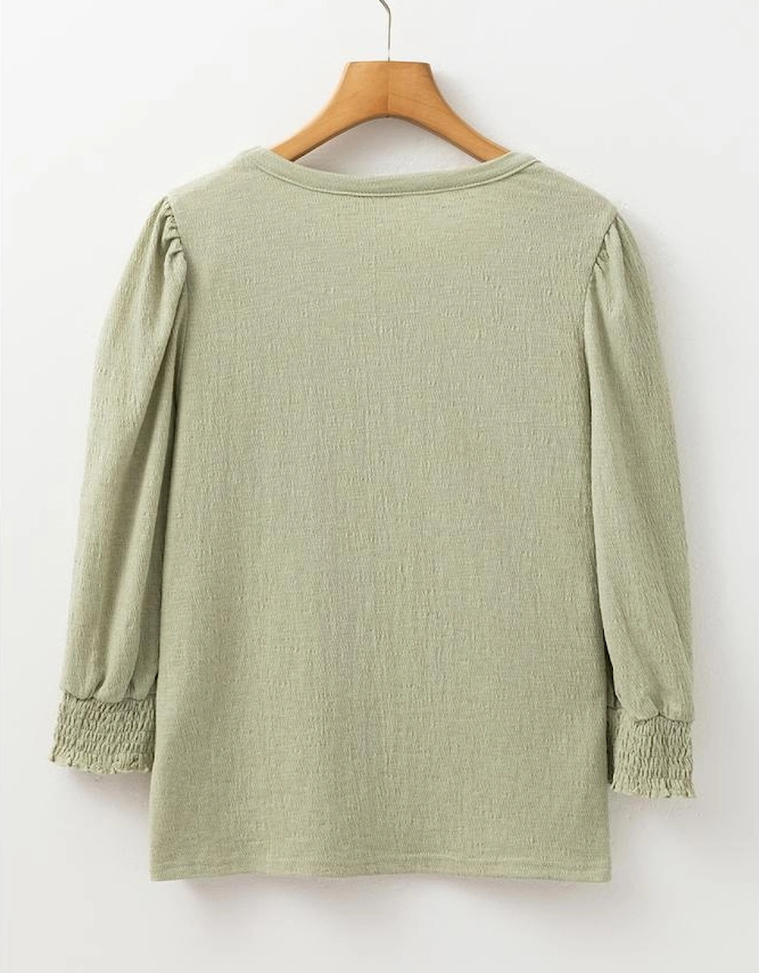 Laurel Green Textured Round Neck Half Sleeve Blouse