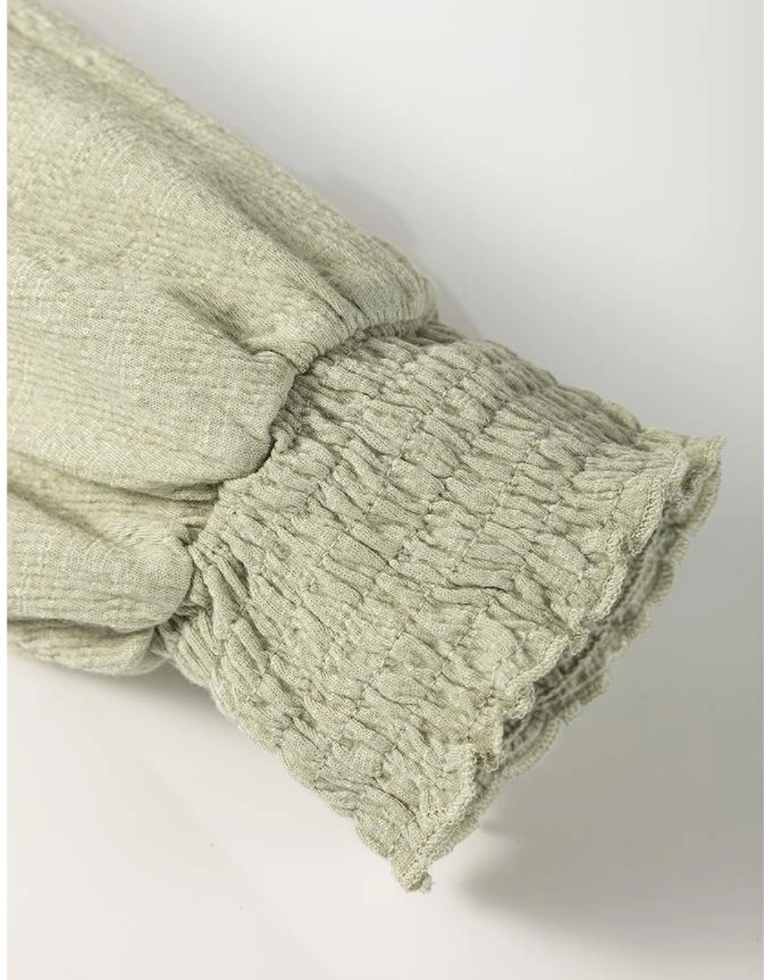 Laurel Green Textured Round Neck Half Sleeve Blouse