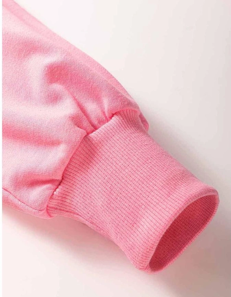 Sachet Pink Solid Color Patchwork Pullover Top and Cargo Pants Set