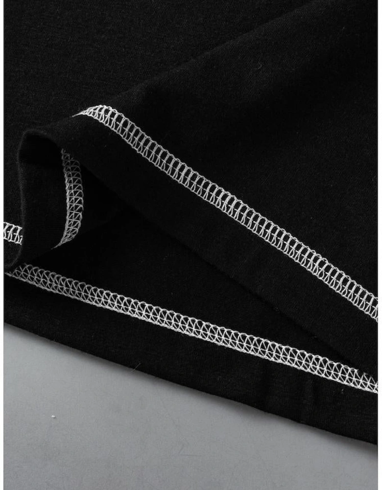 Black Contrast Stitch Round Neck Sleeveless Top