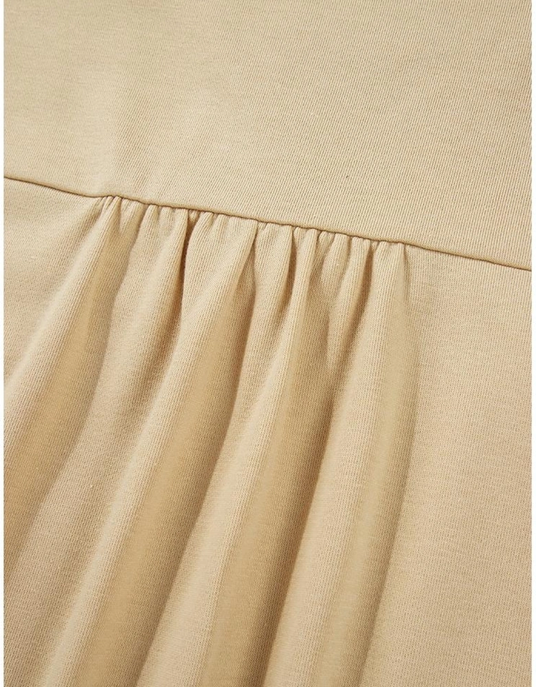 Parchment Ruffled Short Sleeve Bowknot Applique Crew Neck Plus Size Top