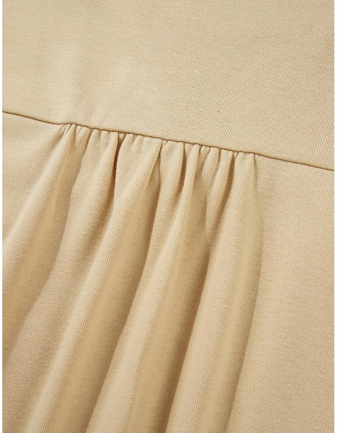 Parchment Ruffled Short Sleeve Bowknot Applique Crew Neck Plus Size Top