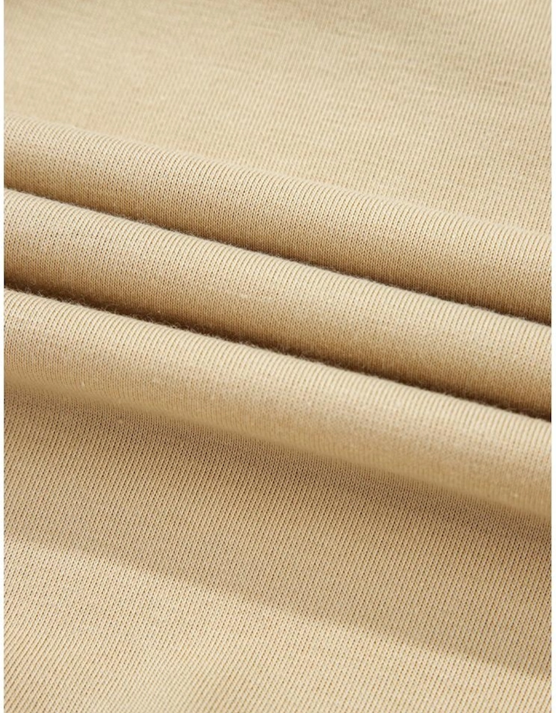 Parchment Ruffled Short Sleeve Bowknot Applique Crew Neck Plus Size Top