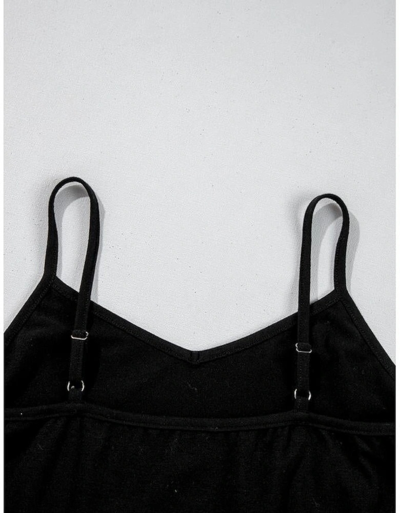 Black Sheer Floral Mesh Round Neck T Shirt